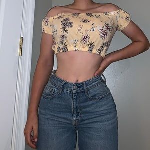 Me to we flower fringe crop top